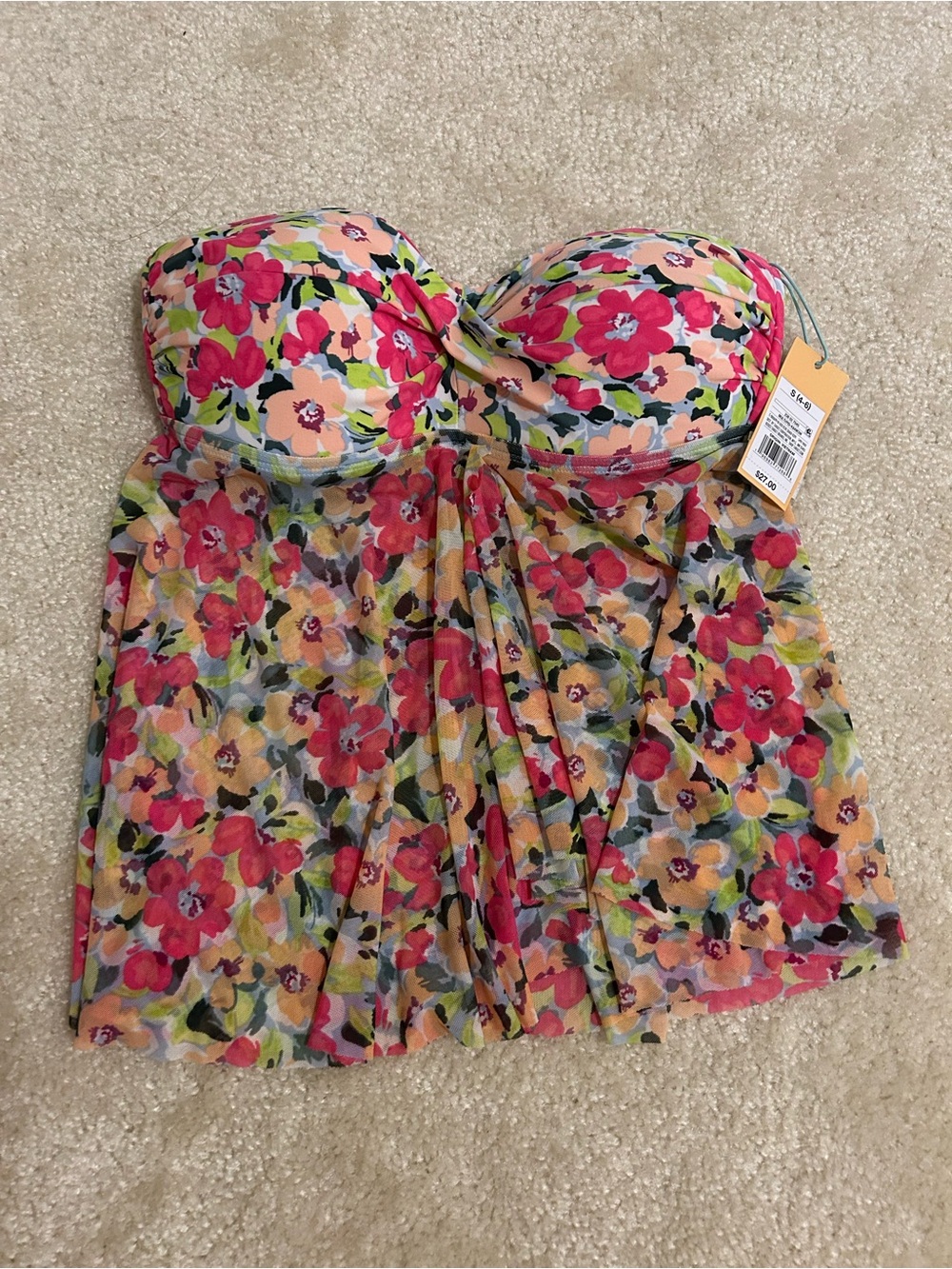 Strapless floral swim top / tankini Kona Sol